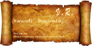 Vancsó Reginald névjegykártya